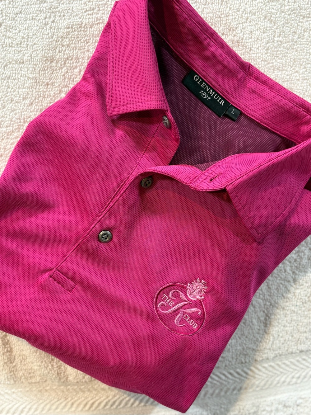 Glenmuir 1897 The K Club Men's Polo Shirt Large Pink Short Sleeve Golf Casual